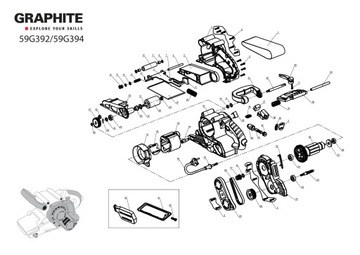 Ленточная шлифовальная машина с задним роликом GRAPHITE 59G392