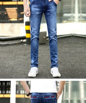 Men's Jeans Casual Pants Denim Elastic Slim Thin F