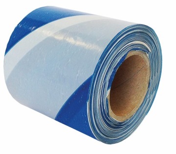 ЛЕНТА ПРЕДУПРЕЖДАЮЩАЯ белая синяя 100 М 70ММ для ограждений