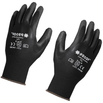 ЧЕРНЫЕ РАБОЧИЕ ПЕРЧАТКИ ПОЛИУРЕТАНОВЫЕ ПРОЧНЫЕ 8-10 пар