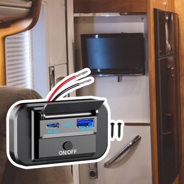 12 В 24 В двойной USB-переключатель автомобильного зарядного устройства для автомобиля морской лодки черный
