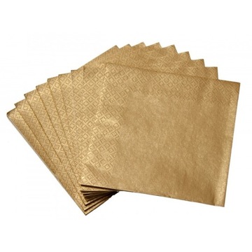 Бумажные салфетки золотистого цвета с блеском и металликом