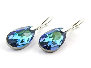 Srebrne Kolczyki 925 z kr. Swarovski Migdały 22 BB