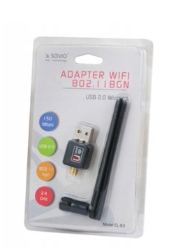 KARTA WI-FI ZEWNĘTRZNA USB SAVIO Z ANTENKA USB 150Mbps