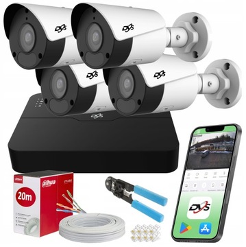 ZESTAW KAMER DO MONITORINGU 2MPX FULL HD IP POE 4 KAMERY ZEWNĘTRZNE DVS
