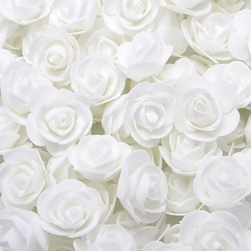 RÓŻYCZKI PIANKOWE 3,5cm x10 róże sztuczne białe aplikacje białe kominia