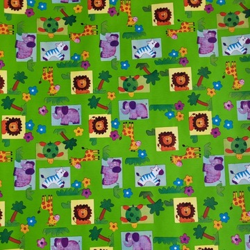 Papier zielony misie do pakowania 57cmx2m 2m233