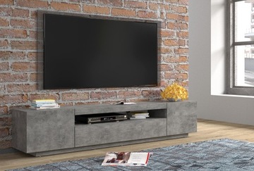 Тумба под ТВ 200 см, напольная, бетон + светодиодное освещение