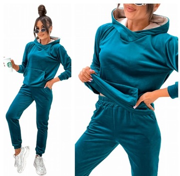 DRES DAMSKI KOMPLET WELUROWY SPODNIE BLUZA Z KAPTUREM rL/XL PRODUKT POLSKI