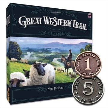 ZESTAW 67 METALOWYCH MONET ZAMIENNIK DO GRY GREAT WESTERN TRAIL NEW ZEALAND