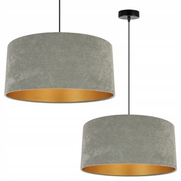 Lampa Wisząca Sufitowa Żyrandol Złoty Abażur Welur