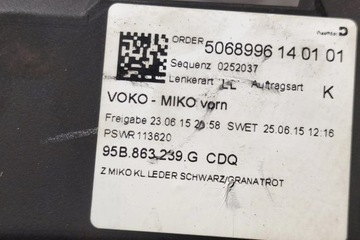 KONZOLA KOKPIT PORSCHE 95B857232 3.6L GASOLINE 2016