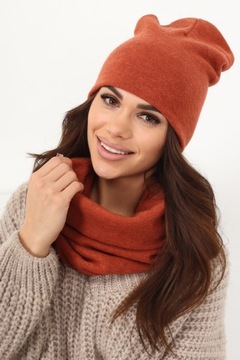 KOMPLET DAMSKI CZAPKA KOMIN POLSKI RUDY 2468