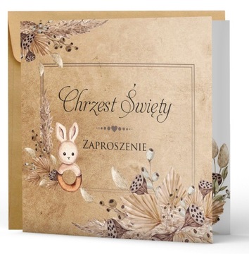 ZAPROSZENIA na chrzest PAPIER PERŁOWY + koperta