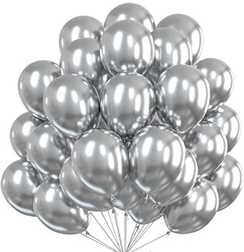 Balony SREBRNE metaliczne chrom lśniące glossy 50szt Komunia Studniówka
