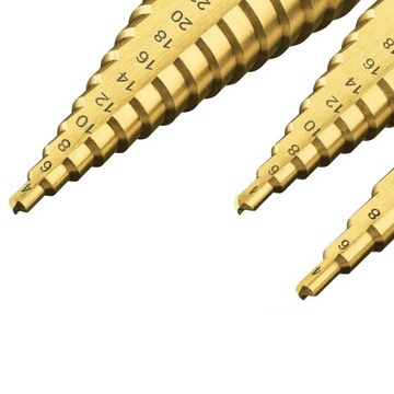 СТУПЕНЧАТЫЕ КОНИЧЕСКИЕ СВЕРЛА ДЛЯ МЕТАЛЛА, ДЕРЕВА, ПЛАСТИКА, НАБОР ЛИСТОВ 4-32 ММ