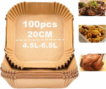 100x PAPIER DO PIECZENIA WKŁADKI DO FRYTKOWNICY POWIETRZNEJ AIR FRYER 20CM