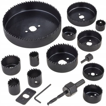 НАБОР КОРОНОЧНЫХ ПИЛОВ 16 шт. 19-127 мм КОРОНОЧНАЯ ПИЛА ДЛЯ КОРОНОЧНЫХ ПИЛОВ ПО ДЕРЕВУ