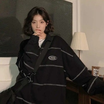 Harajuku Black Sweatshirt Women Korean Fashion Str