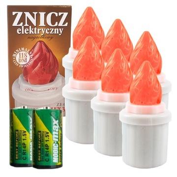Wkłady LED znicze Pomarańcz na baterie 118dni 6szt
