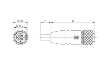 Кабель РКТС 4-182/2 м для датчика М12 4pin + экран