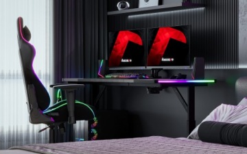 HUZARO черный компьютерный игровой стол RGB LED + коврик для мыши