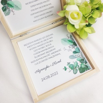 ДЕРЕВЯННАЯ КОРОБКА ПРИГЛАШЕНИЕ ДЛЯ РОДИТЕЛЕЙ ЭВКАЛИПТ НА СВАДЬБУ Y3