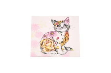 KOLOROWA SERWETKA DECOUPAGE KOTEK