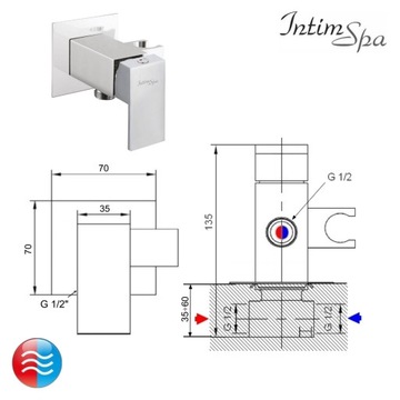 Смеситель Bidetta LINE с ручкой IntimSpa