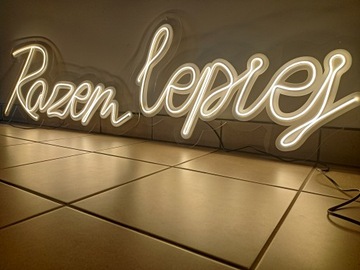 DUŻY napis Neonowy Neon RAZEM LEPIEJ 99 cm ślub