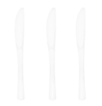 Noże plastikowe białe jednorazowe sztućce grill 10