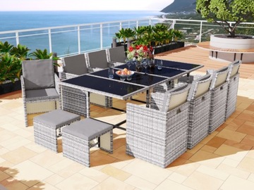VEGAS MEBLE OGRODOWE POLYRATTAN 13el. SZARY