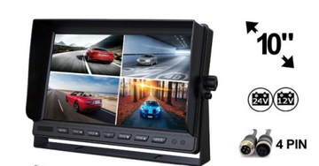 MONITOR SHARP LCD 10 Z OBSŁUGA DO 4 KAMER 4PIN 12V