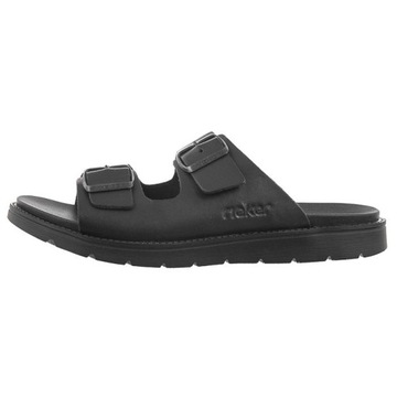 Buty na Lato Męskie Klapki Wsuwane Rieker Czarne 24290-00 Black