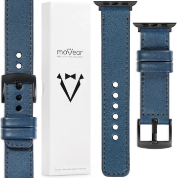 Exkluzivní řemínek pro Apple Watch 42/41/40/38 mm Kožený Modrý
