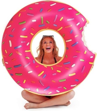 DUŻE KOŁO DMUCHANE MATERAC DO WODY DO PŁYWANIA BASENU DONUT 120cm XXL