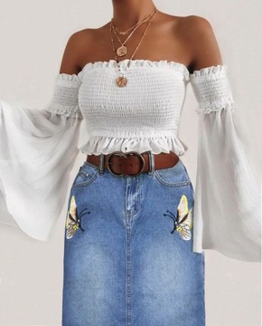 #E1185 Spódnica JEANS denim klasyczna rozcięcie L