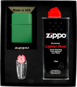 Zestaw ZIPPO Zapalniczka GOLF GREEN MATTE LOGO prezentowy*nr1