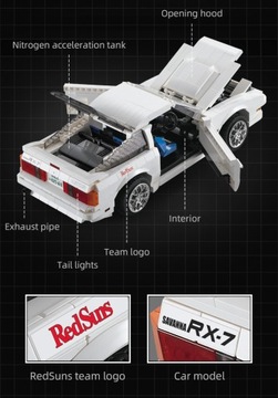 CADA CONSTRUCTION BLOCKS СПОРТИВНЫЙ АВТОМОБИЛЬ MAZDA RX-7 MANGA INITIAL-D 1552 EL.