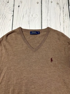 POLO RALPH LAUREN Wełniany Sweterek Męski 100% Merino Wool Logowany r. M