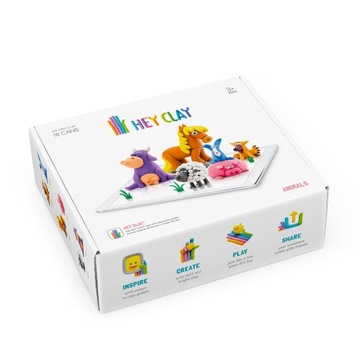 HEY CLAY ANIMALS ANIMALS PLAY 18 ЦВЕТОВ + ПРИЛОЖЕНИЕ