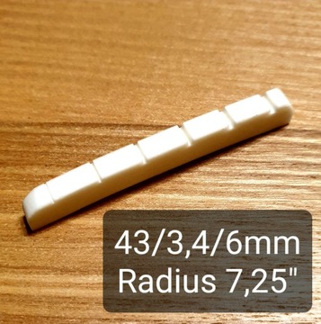 Siodełko kościane do gitary 43/3,4/6mm radius 7,25