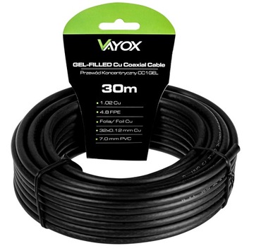 KABEL KONCENTRYCZNY ŻEL PRZEWÓD CZARNY MIEDŹ 30m