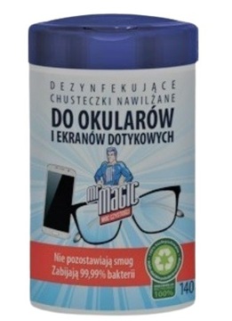 Chusteczki nawilżane do okularów Mr Magic 140 sztuk TUBA