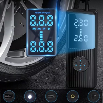 Электрический насос для шин, портативный автомобильный велосипедный компрессор со светодиодной подсветкой