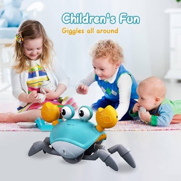 ИНТЕРАКТИВНАЯ ИГРУШКА ДЛЯ МАЛЫШЕЙ ПОЛЗУЩИЙ КРАБ ИГРА СО ЗВУКОМ СВЕТА ПРОГУЛКИ