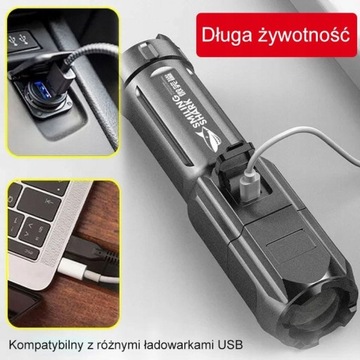 Wysoka jasność Zoomowalna jasna latarka