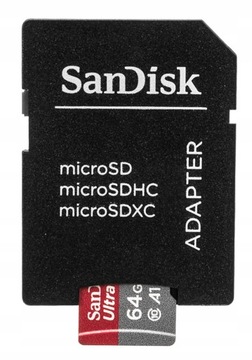 КАРТА SANDISK MICROSD 64 ГБ CL10 АДАПТЕР FULLHD