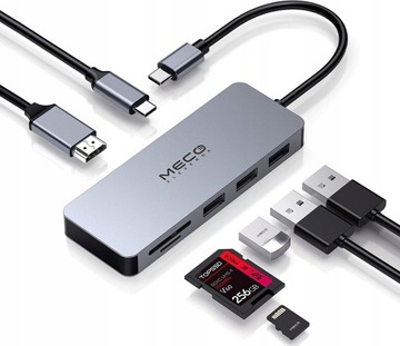 MECO ELEVCERDE HUB 7 w 1 USB-C USB 3.0 HDMI 4K SD