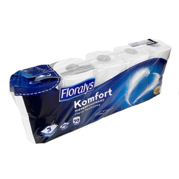 ТУАЛЕТНАЯ БУМАГА FLORALYS 10 РОЛИКОВ, 3 СЛОЯ